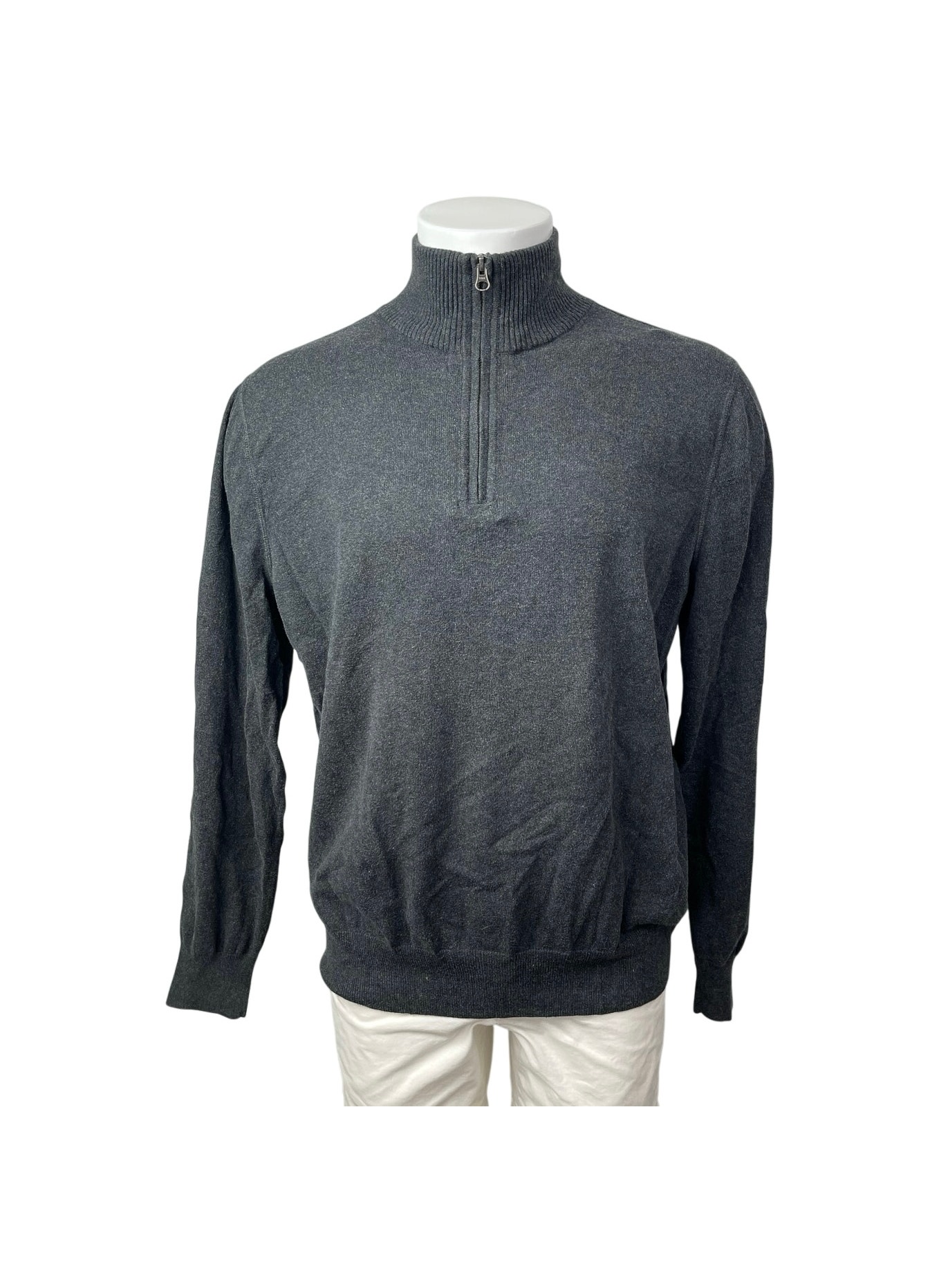 J.Crew Men's Gray Cashmere Quarter Zip Knit Long Sleeve Sweater Top Size Xl